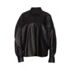 Loewe Women Anagram Lambskin Leather Shirt In Black