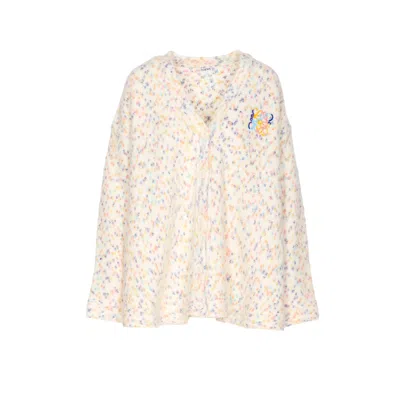 Loewe A-line Silhouette Embroidered Knit Cardigan In White