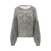 Loewe Logo-embroidered Open-knit Jumper In Grey Melange