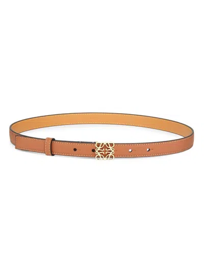 Loewe Anagram Leather Belt In Tan Gold