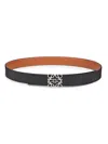 Loewe Women Anagram Leather Reversible Belt In Black