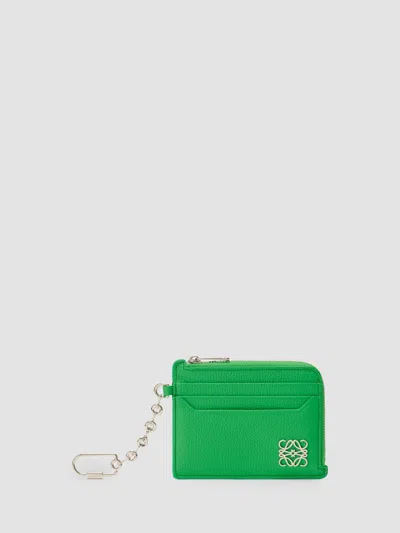 Loewe Women's Anagram Square Leather Coin Cardholder In Green