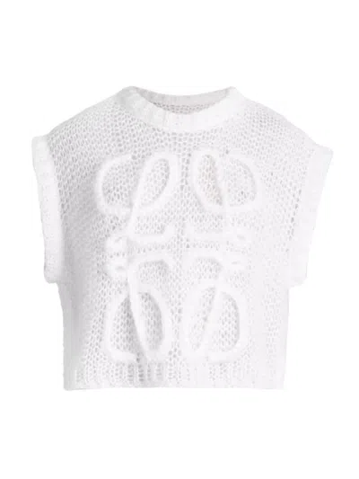 Loewe Women's Anagram Sweater Vest In Soft White