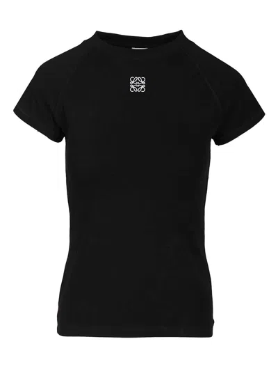 Loewe Anagram Embroidered Cotton-blend Jersey T-shirt In Black