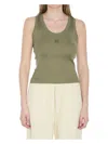 Loewe Anagram Embroidered Ribbed Silk-jersey Tank In Green
