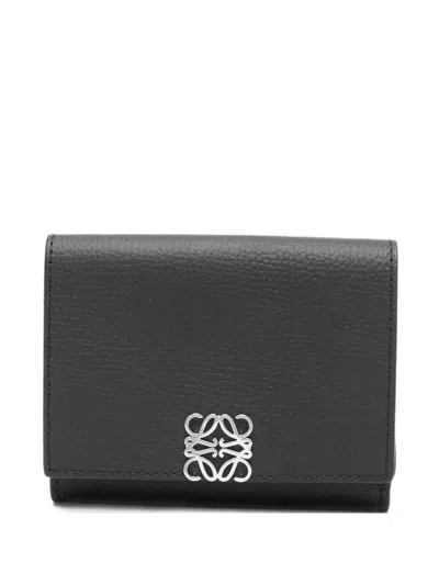 Loewe Women Anagram Trifold Leather Wallet In Black