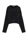 Loewe Wool Blend Sweater Relaxed Fit Cropped In Black