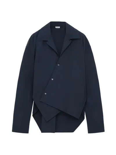 Loewe Asymmetric Button-front Shirt In Blue