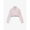 Loewe Cropped Cotton Poplin Shirt In Baby Light Pink