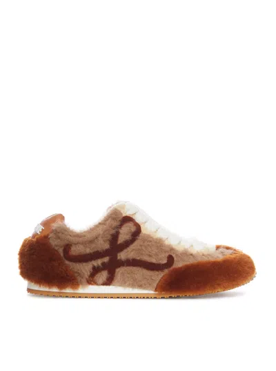 Loewe Women Ballet Runner 2.0 Sneakers In Shearling In Brown
