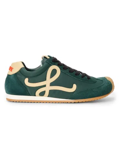 Loewe Ballet Runner 2.0 Mixed Leather Sneakers In Green