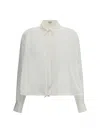Loewe White Balloon-sleeve Silk Shirt In White