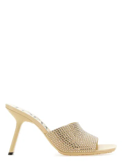LOEWE WOMEN'S BEIGE SUEDE PETAL MULES