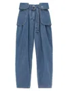 Loewe Womens Light Blue Side-flap Balloon-leg High-rise Jeans In Blue
