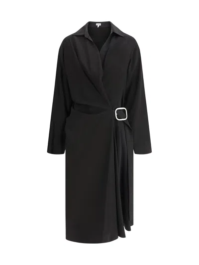 Loewe Women Belted Midi Dress In Black