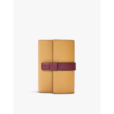 Loewe Womens  Vertical Small Logo-embossed Leather Wallet In Biscuit/crimson/pape