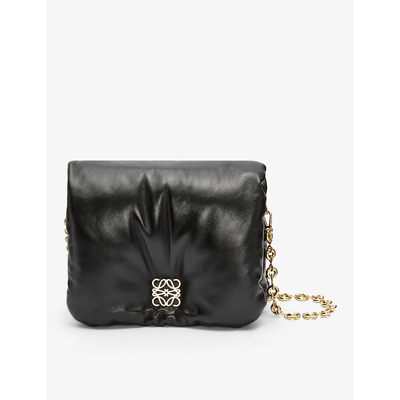 Loewe Women's Black Puffer Goya Padded Leather Shoulder Bag