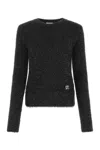 Loewe Crew Neck Fuzzy Texture Long Sleeves Sweater In Black