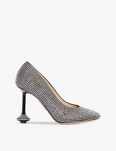 LOEWE WOMENS BLACK TOY 90 SCULPTED-HEEL CRYSTAL-EMBELLISHED LEATHER PUMPS EUR 40 / 7 UK