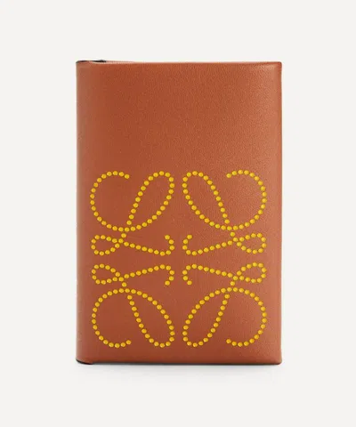 Loewe Women's Brand Bifold Leather Card Case In Tan/ochre