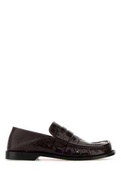 Loewe Women Burgundy Leather Campo Loafers