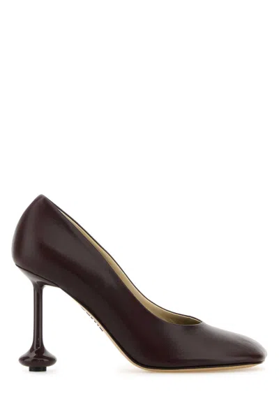 Loewe Women Burgundy Leather Toy Pumps In Brown