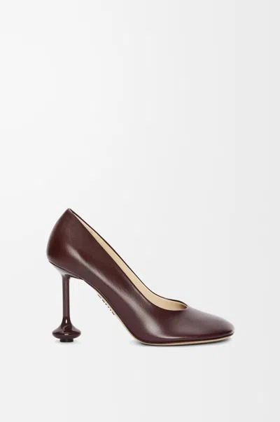 Loewe Women Burgundy Leather Toy Pumps In Brown