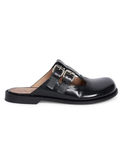 Loewe Women's Campo Leather Cut-out Mules In Black
