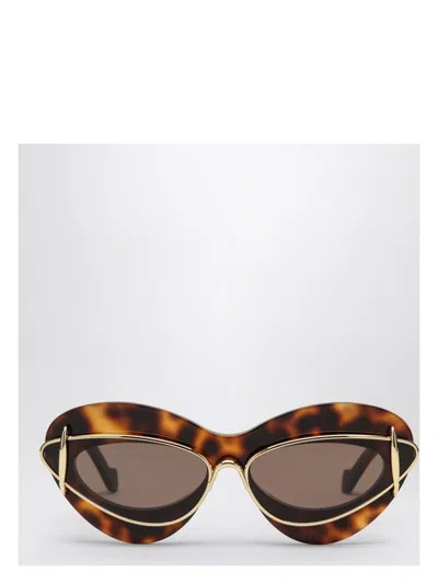 Loewe Womens Double-frame Cat-eye Acetate And Metal Sunglasses Dark Havana In Multi
