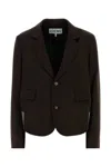 Loewe Women Chocolate Wool Blazer In Brown
