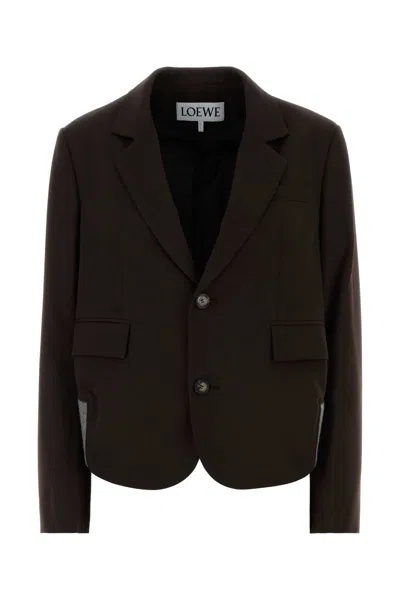 LOEWE LOEWE WOMEN CHOCOLATE WOOL BLAZER