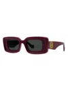 Loewe Women's Chunky Anagram Rectangle Sunglasses In Red