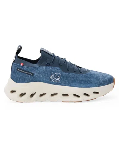 Loewe Women's Cloudtilt Denim-print Sneakers In Blue