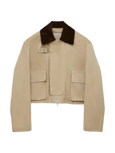 Loewe Buckle-fastening Corduroy-collar Jacket In Multi