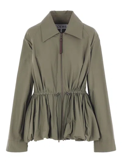 Loewe Women Cotton Blend Blouson Jacket In Green