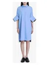 Loewe Shirt Dress With Folded Cuffs And Side Slits In Clear Blue