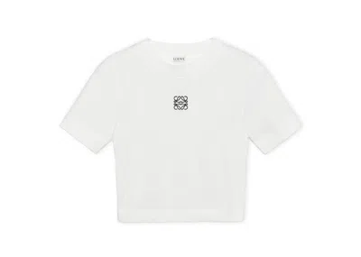 Pre-owned Loewe Women's Cotton Cropped Top In White