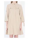 Loewe Flared Hem Dress With Shoulder Cutouts And Pocket Detail In Nude & Neutrals