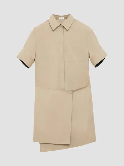 Loewe Women's Cotton-blend Mini Shirtdress In Sand