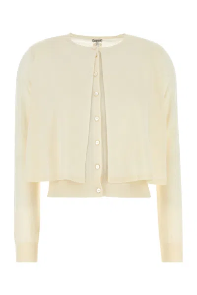 LOEWE LOEWE WOMEN CREAM WOOL CARDIGAN