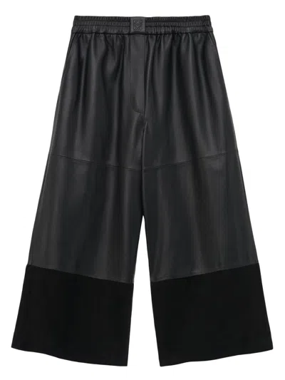 Loewe Women's Cropped Leather Trousers In Black