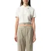 Loewe Cropped Polo In Silk And Cotton In White