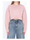 Loewe Anagram Cropped Cotton Jersey Sweatshirt In Pink