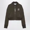 Loewe Chic Dark Green Cropped Bomber Jacket In Green