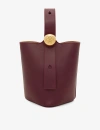 Loewe Mini Leather Pebble Bucket Bag In Dark Burgundy