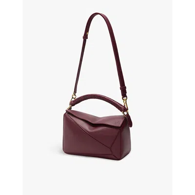 Loewe Womens Dark Burgundy Puzzle Edge Small Leather Cross-body Bag