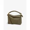 Loewe Puzzle Small Textured-leather Shoulder Bag In Green