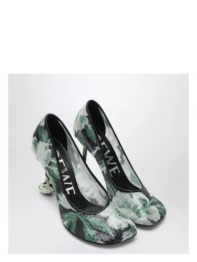 LOEWE WOMEN'S DECOLLETE TOY WITH SEQUINS AND FLORAL PATTERN PUMPS