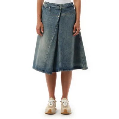 Loewe Women's Deconstructed Skirt In Washed Denim