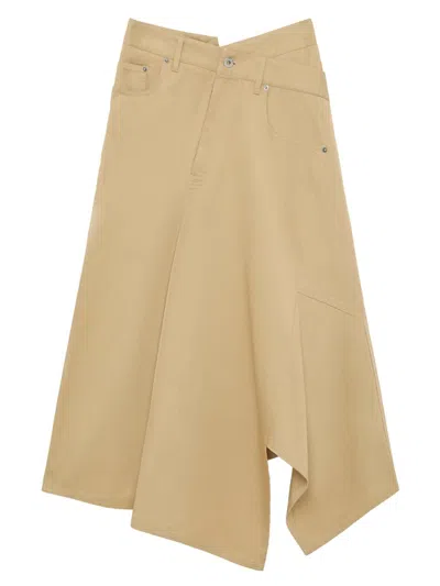 Loewe Women's Denim Asymmetric-hem Midi Skirt In Neutral